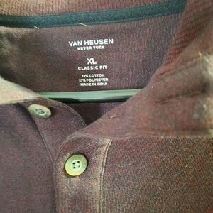 Van Heusen Classic Fit Polo Long Sleeve Shirt - Brown